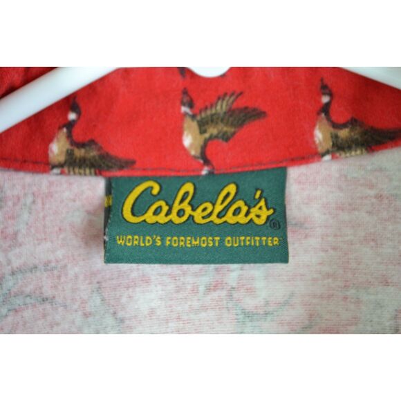 Cabela's Men's XL Vintage Red Flannel Flying Geese Heavyweight Button Up Shirt - Picture 2 of 11